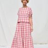 Oversized Top In Pink Double Gauze Checks Offon