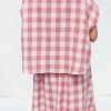 Oversized Top In Pink Double Gauze Checks Offon