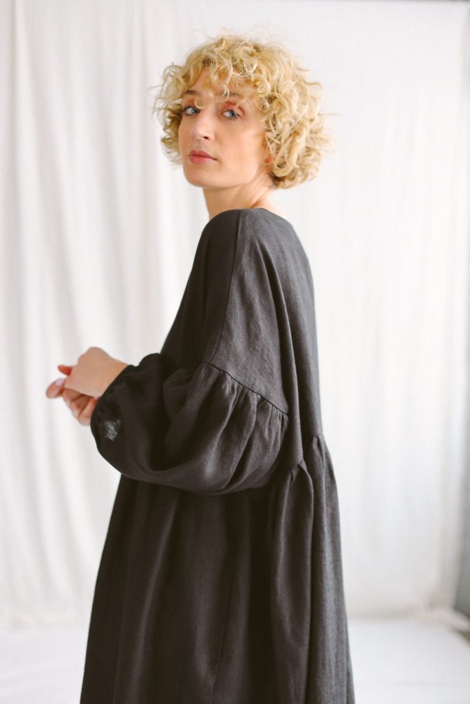 Black Linen Oversized Dress Greta Offon Clothing