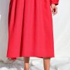 Red Linen Oversized Voluminous Sleeves Dress Greta Offon