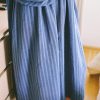 Oversized Voluminous Sleeves Linen Dress Greta In Stripes