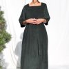 Oversized Needlecord Dress Valerie In Dark Sage Color