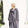 Heavy Linen Oversized Coat In Navy Blue Color