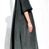 Oversized Needlecord Dress Valerie In Dark Sage Color