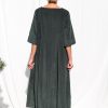 Oversized Needlecord Dress Valerie In Dark Sage Color