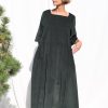 Oversized Needlecord Dress Valerie In Dark Sage Color
