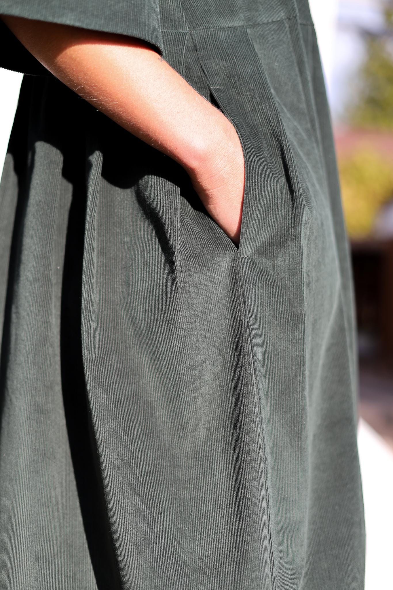 Oversized Needlecord Dress Valerie In Dark Sage Color Oversized Needlecord Dress Valerie In Dark Sage Color