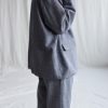 Herringbone Linen And Wool Oversized Blazer Offon Clothing