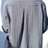 Oversized Long Sleeves Jacquard Striped Linen Shirt Dress