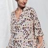 Oversize Animal Print Viscose Linen Blend Oversized Shirt