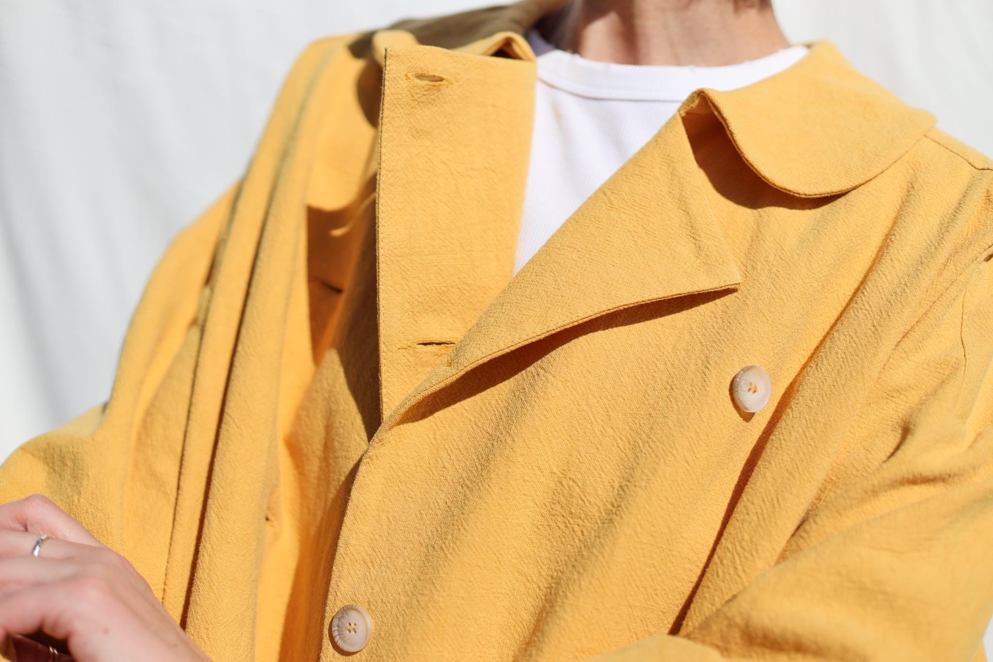 Peter Pan Collar Heavy Linen Oversized Coat In Peter Pan Collar Heavy Linen Oversized Coat In