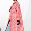 Linen Oversized Coat In Checks Double Breasted Overcoat