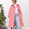 Linen Oversized Coat In Checks Double Breasted Overcoat