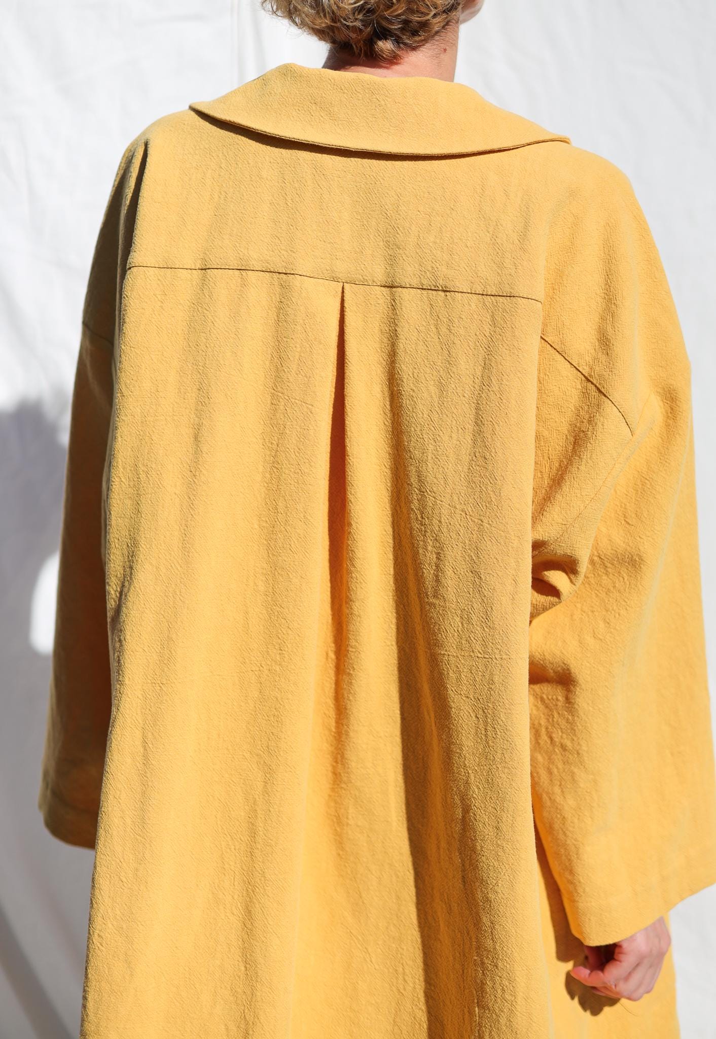 Peter Pan Collar Heavy Linen Oversized Coat In Peter Pan Collar Heavy Linen Oversized Coat In