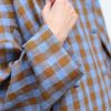 Linen Oversized Coat In Blue Bonnet Checks Double