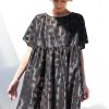 Black Floral Oversized Viscose Organza Dress Silvina Offon
