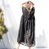 Black Floral Oversized Viscose Organza Dress Silvina Offon