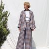 Handmade Oversized Checkered Linen Blazer Summer Jacket