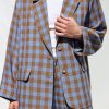 Handmade Oversized Checkered Linen Blazer Summer Jacket