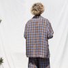 Handmade Oversized Checkered Linen Blazer Summer Jacket