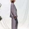 Handmade Oversized Checkered Linen Blazer Summer Jacket