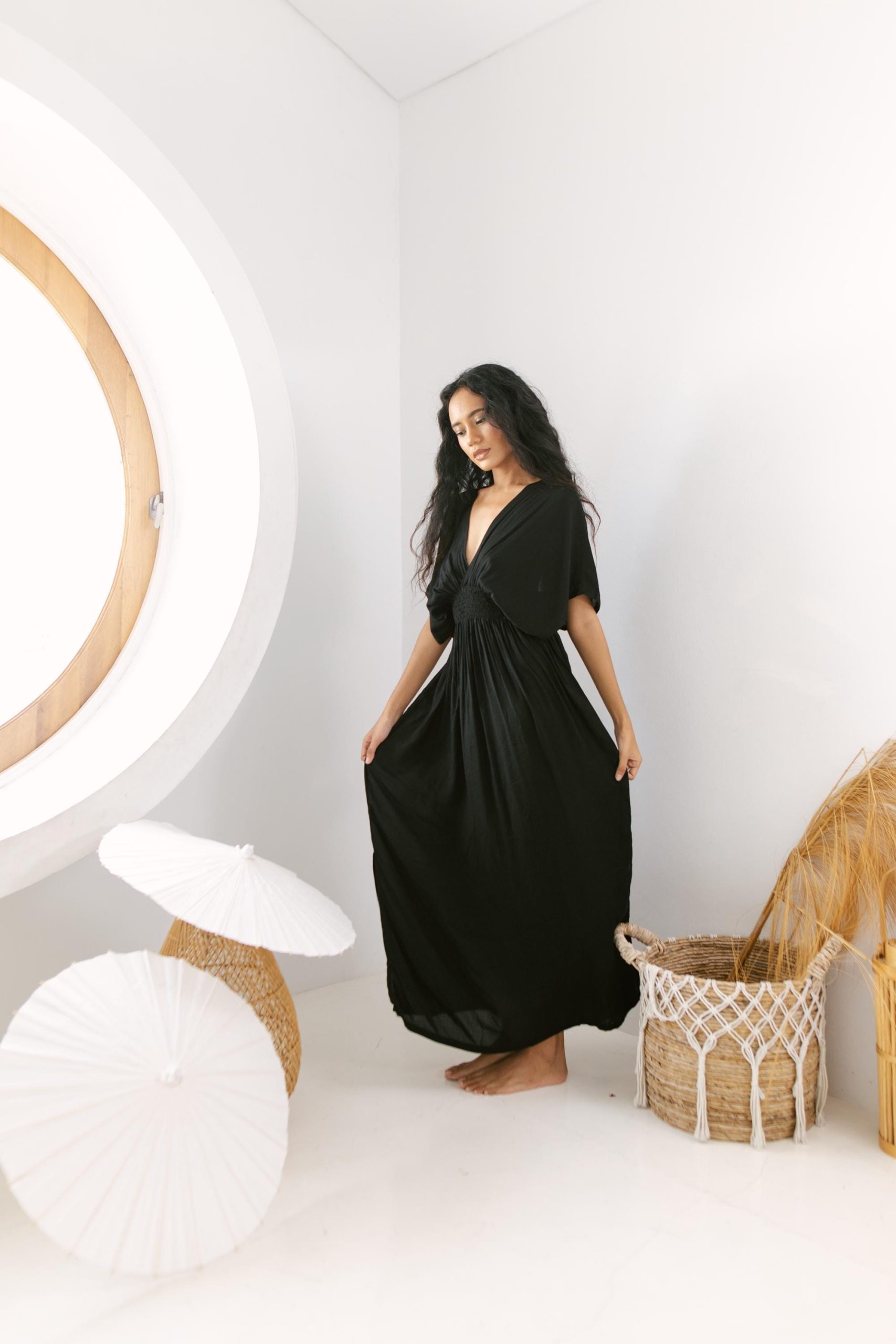 Daun Backless Rayon Caftan Black Dress Long Kaftan Daun Backless Rayon Caftan Black Dress Long Kaftan