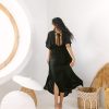 Daun Backless Rayon Caftan Black Dress Long Kaftan