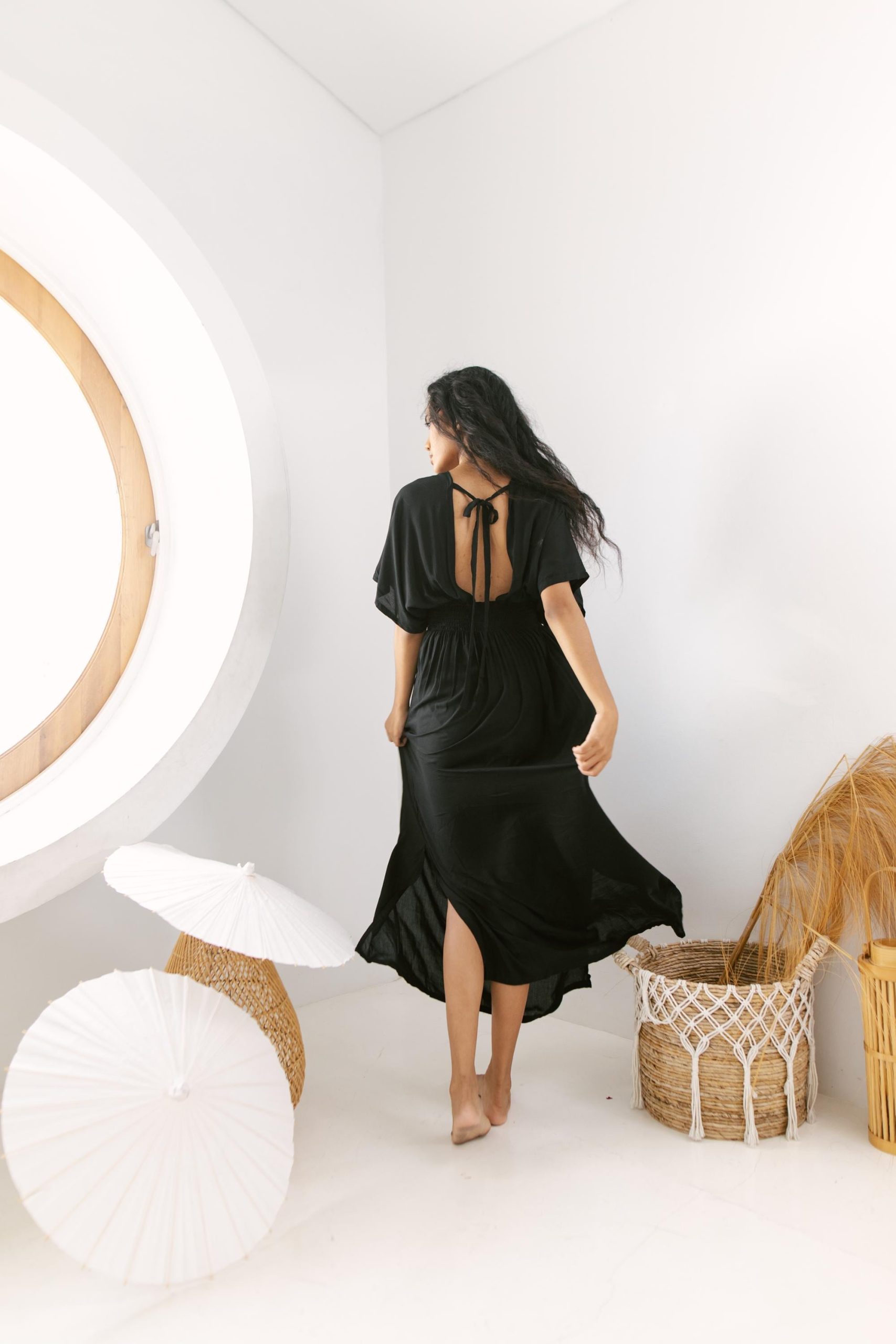 Daun Backless Rayon Caftan Black Dress Long Kaftan Daun Backless Rayon Caftan Black Dress Long Kaftan