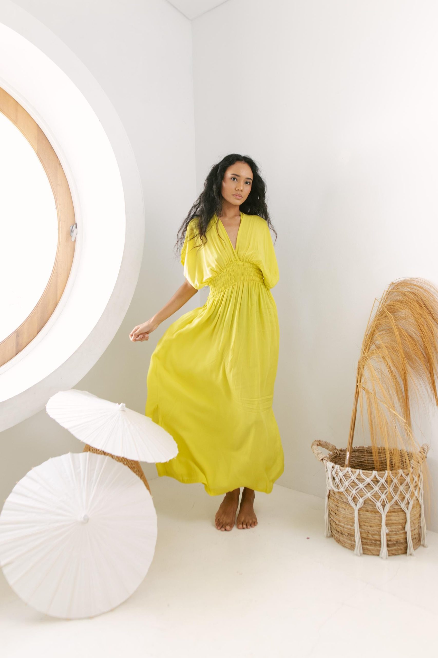 Daun Backless Rayon Caftan Yellow Dress Long Kaftan Daun Backless Rayon Caftan Yellow Dress Long Kaftan