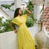 Daun Backless Rayon Caftan Yellow Dress Long Kaftan
