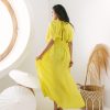 Daun Backless Rayon Caftan Yellow Dress Long Kaftan