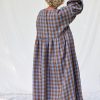 Oversized Linen Dress Greta In Bluebonnet Checks Handmade