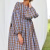 Oversized Linen Dress Greta In Bluebonnet Checks Handmade