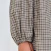Oversized Long Sleeve Shirt In Brushed Plaid Cotton