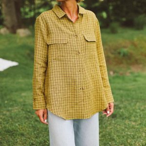 Oversized Linen Long Sleeve Shirt Rena In Brown