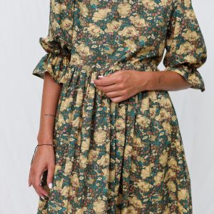 Handmade Puffy Sleeves Oversized Dress Nina In Clementina