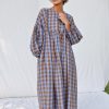 Oversized Linen Dress Greta In Bluebonnet Checks Handmade