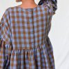 Oversized Linen Dress Greta In Bluebonnet Checks Handmade