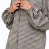 Oversized Long Sleeve Shirt In Brushed Plaid Cotton