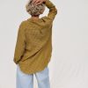 Oversized Linen Long Sleeve Shirt Rena In Brown
