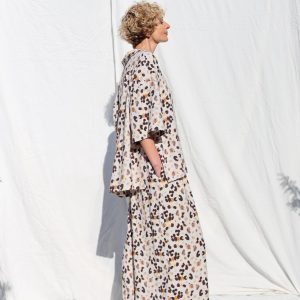 Oversize Animal Print Viscose Linen Blend Oversized Shirt